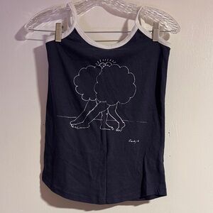 Dirty Clouds navy screen printed Tank Top Small